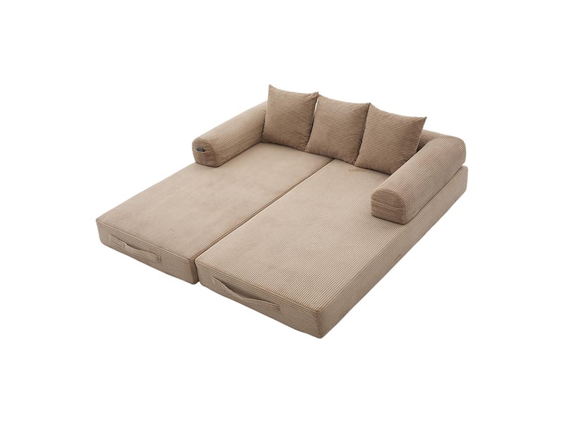 Canapé pliable compression cadre métallique robuste 3 coussins poches ...