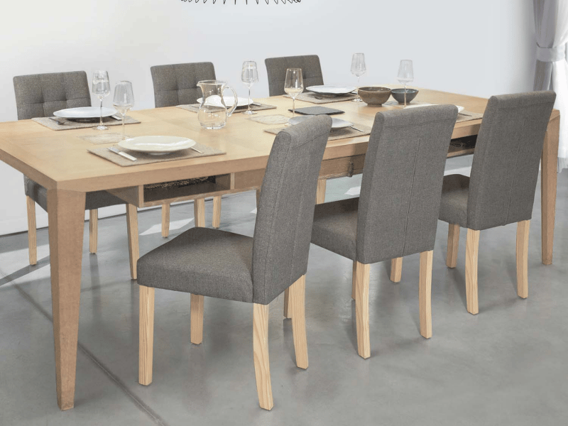 Lot De 4 Chaises POLGA Capitonnées Grises Pour Salle à Manger - Neuf