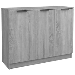Buffet Haut En Bois D'ingénierie Gris Béton - Dimensions 81x37x100 Cm, 2 Portes, 4 Compartiments Ouverts, Rangement Pratique - 5