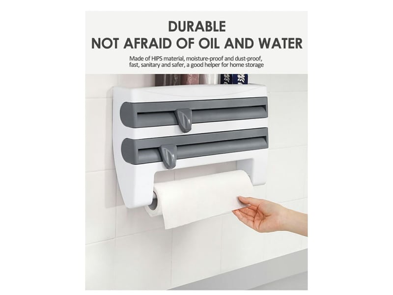 Distributeur Aluminium Et Film Alimentaire En Bambou – Avec Coupe, Rangement Mural Ou Tiroir, 2 En 1 Pratique - 8