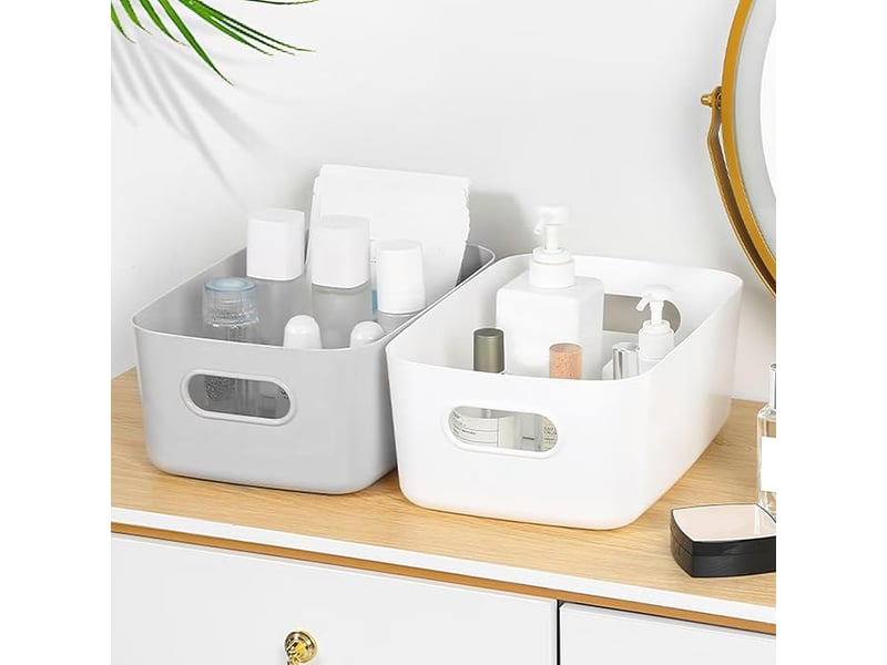 Lot De 2 Paniers De Rangement Empilables – 43 X 33,5 X 25 Cm, Plastique, Pour Placard, Linge, Jouets