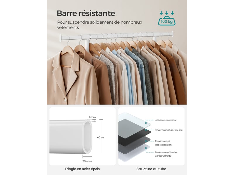Porte-vêtements Portable Pliable - Léger Et Stable Pour Voyage, Danse, Camping | Avec 3 Cintres, Rangement Facile, Idéal Hôtel Et Petite Surface