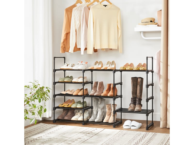 Étagère à Chaussures 4 étages En Métal Blanc - Rangement Peu Encombrant - Pour Entrée, Chambre, Dortoir - Facile à Monter