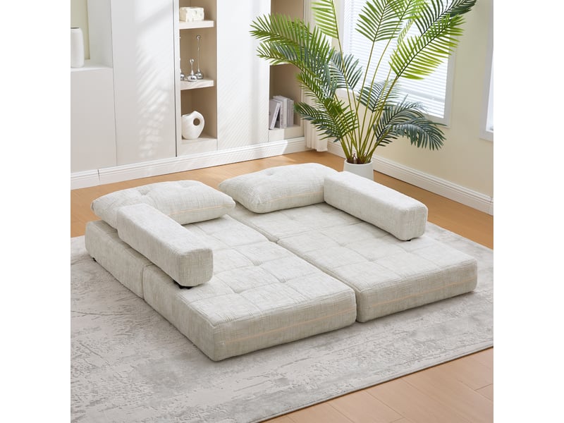 Fauteuils - fauteuil relax avec repose-pieds et coussin lombaire, dossier réglable, structure bois, revêtement velours côtelé, 127×73×90 cm - beige