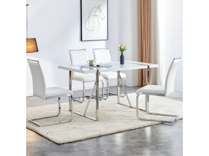 Chaise Design Blanche Pivotante Et Rembourrée Homestyle4u – Pour Salle à Manger Ou Bureau – Charge 120 Kg