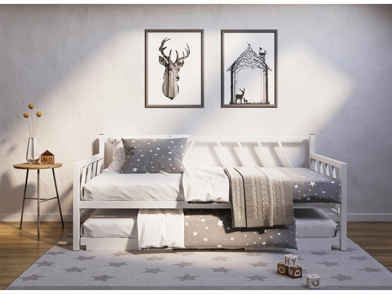 Deco In Paris – Lit banquette gigogne métal noir 90 x 190 cm – Structure robuste – Design moderne pour optimiser l'espace – Matelas non inclus