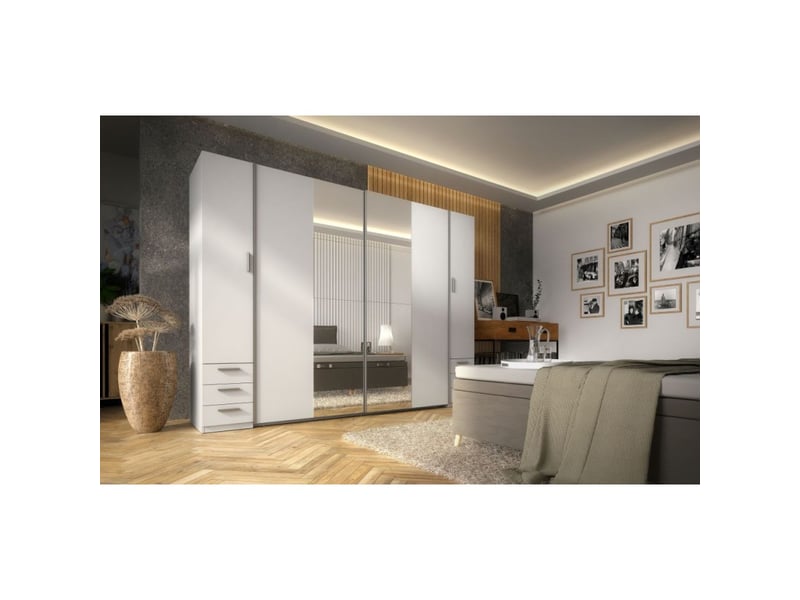 Armoire TOM 4 Portes Avec Miroirs - Gris Anthracite, L160 X P52 X H185 Cm, Design Moderne, Grande Capacité - 11