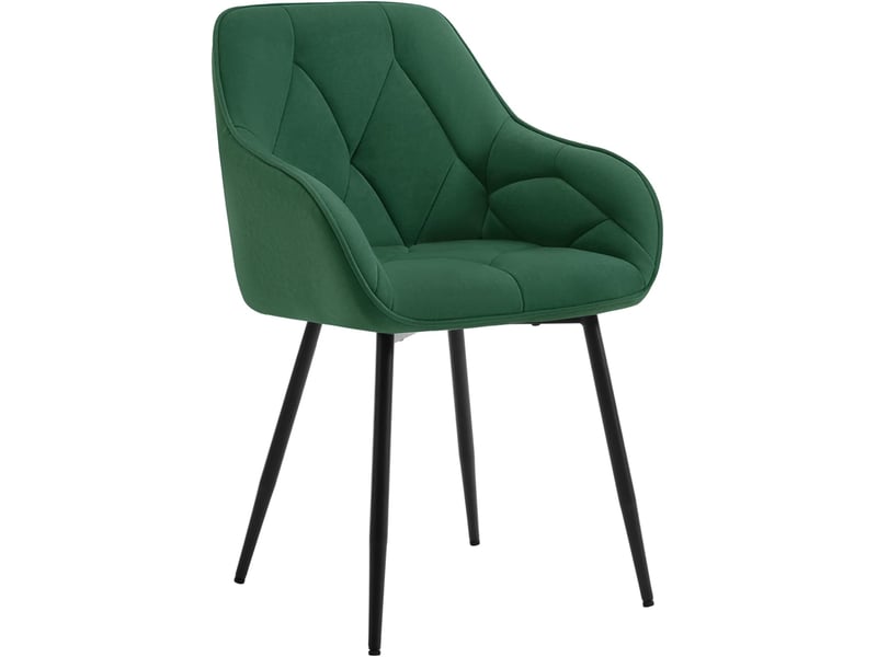 2 Chaises De Salle à Manger Vert Velours - Pieds Métal Noir - Neuf - Moderne