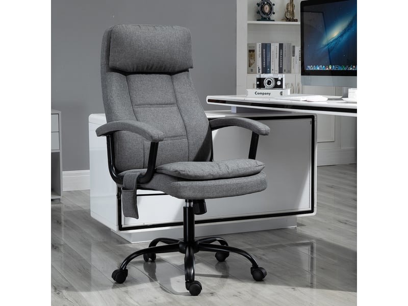 Fauteuil De Bureau Massant Vinsetto – Dossier Basculant, Hauteur Réglable, 6 Points De Massage, Revêtement Polyester PU Confortable