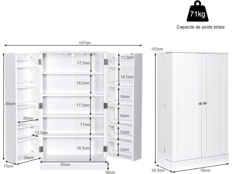 GIANTEX Buffet de Cuisine, Armoire de Rangement Moderne, Étagères
