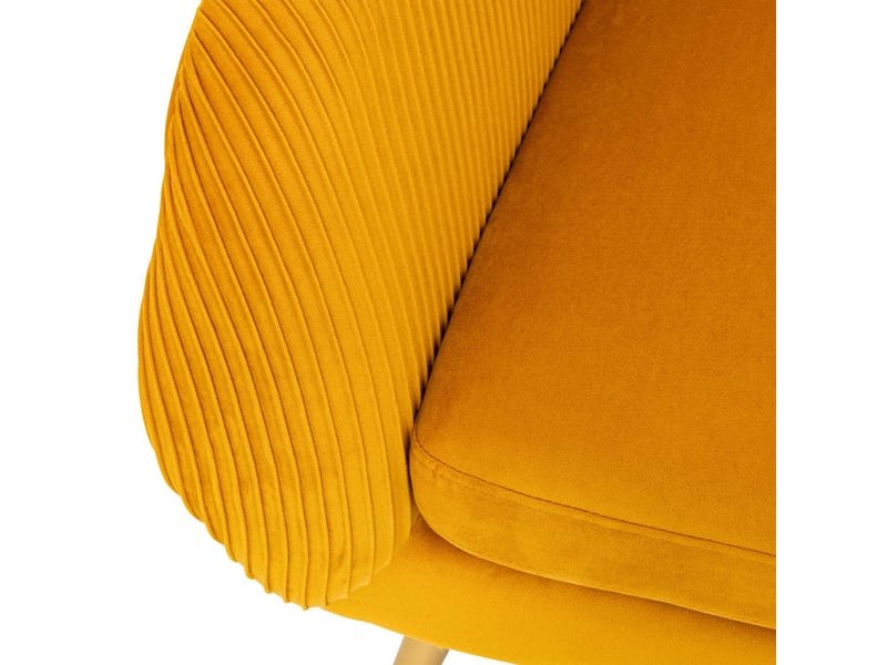 Chaise Slano Velours Jaune Ocre Atmosphera - Pieds Acier Noir - Confortable Avec Coussin Intégré - Idéal Salon, Cuisine Ou Bureau