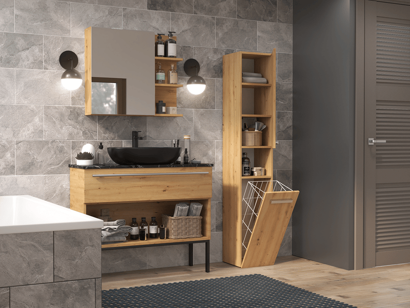 PISA | Colonne armoire salle de bain | 30x30x170 cm | Meuble salle de bain | Rangement salle de bain