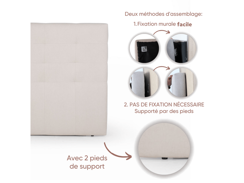 Tête de Lit Capitonnée Lisa Noir - BUDWING - 140x52 cm - Tissu Tête de Lit Capitonnée Lisa Noir - BUDWING - 140x52 cm - Tissu