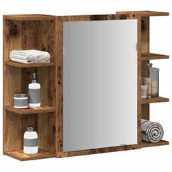 Armoire Murale Vintage Porte Vitrée 63x60x18cm - Meuble Salle De Bain Cuisine Bois