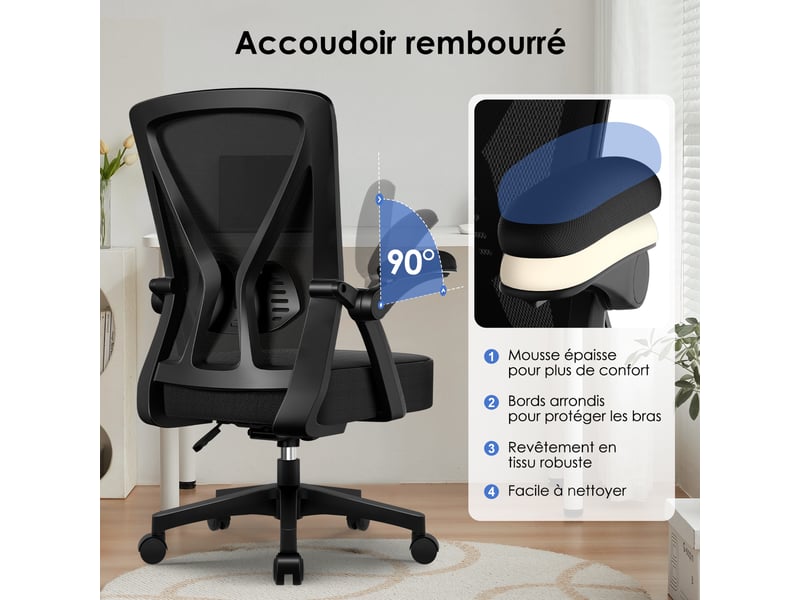 Fauteuil De Bureau Ergonomique En Cuir PU - Siège Pivotant, Dossier Inclinable, Hauteur Réglable, Couleur Brun - 2