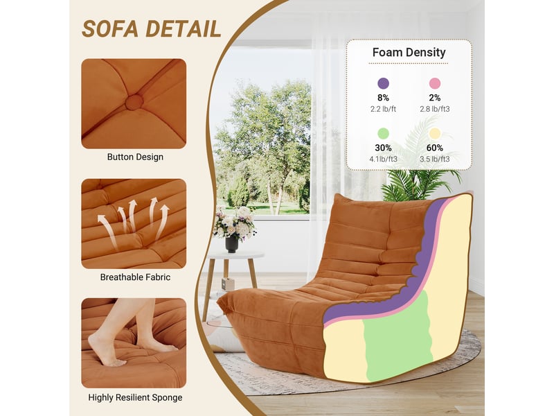 Housse De Pouf Fauteuil Poire (sans Remplissage) - Tissu Coton/lin, Taille S 70x80 Cm - Déco Salon Rangement Kaki