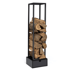Range-Bûches Relaxdays Réglable 106-220cm - Support Bois De Chauffage Acier Noir - Capacité 45kg