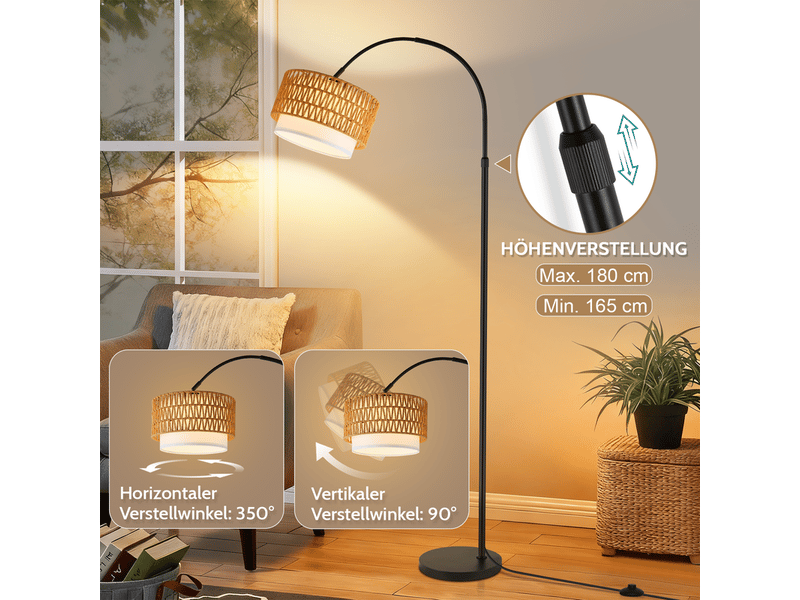 Lampadaire LED 27W Dimmable Avec Télécommande - Noir Moderne - Pour Salon, Bureau, Chambre