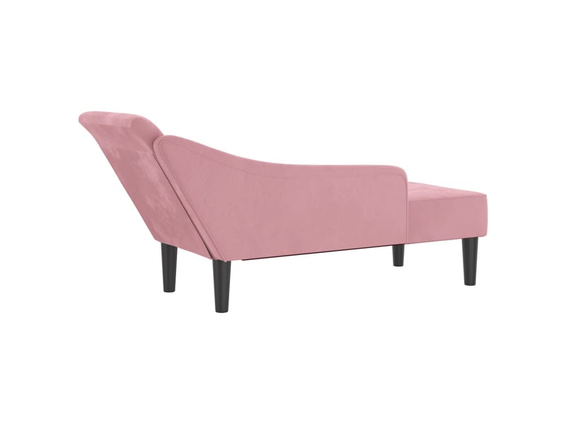 Chaise Longue Méridienne Droite En Velours Rouge - Style Chesterfield, Pieds Bois, Capacité 180 Kg