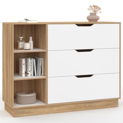 IDMarket Commode 6 Tiroirs Detroit 115 Cm - Design Industriel Bi-Matière Bois Et Métal