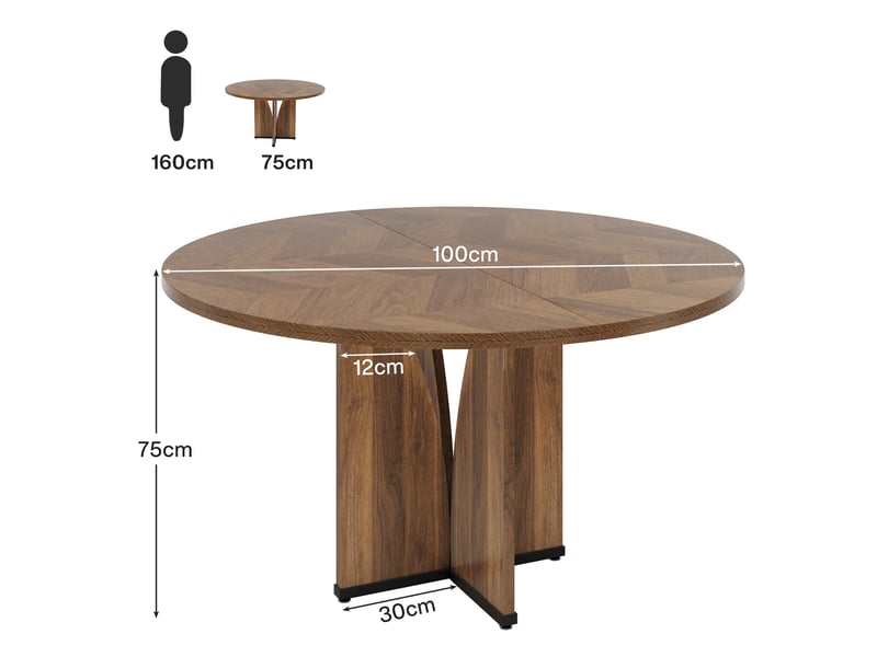 Table Ronde Cuisine 80 Cm – Pour 4 Personnes – Style Rustique Moderne – Idéale Petits Espaces - 9