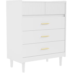 Cómoda De 6 Cajones VASAGLE Kailyn - 40x119.4x75 Cm, Blanco Nieve, Estilo Moderno, Para Dormitorio Y Almacenamiento
