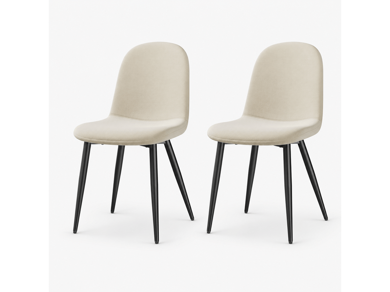 Lot De 4 Chaises De Salle à Manger Style Nordique - Pieds En Bois Massif, Assise Noire