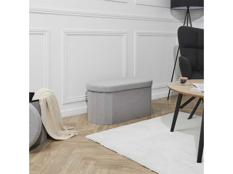 Atmosphera Createur d'interieur - Pouf pliant double Lilou en velours 76x38cm gris
