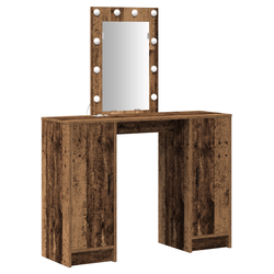 Coiffeuse D'angle Zelia Blanche Avec Miroir LED - 3 étagères, Tiroir, Caisson Et Tabouret - Pour Dressing Ou Chambre