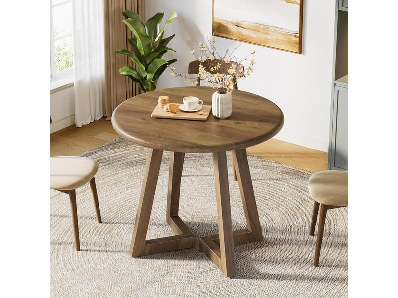 Meuble Salle à Manger 4 Personnes Tribesigns Table à Manger Ronde De 80 Cm Pour 2 à 4 Personnes, Petite Table Ronde MDF Robuste