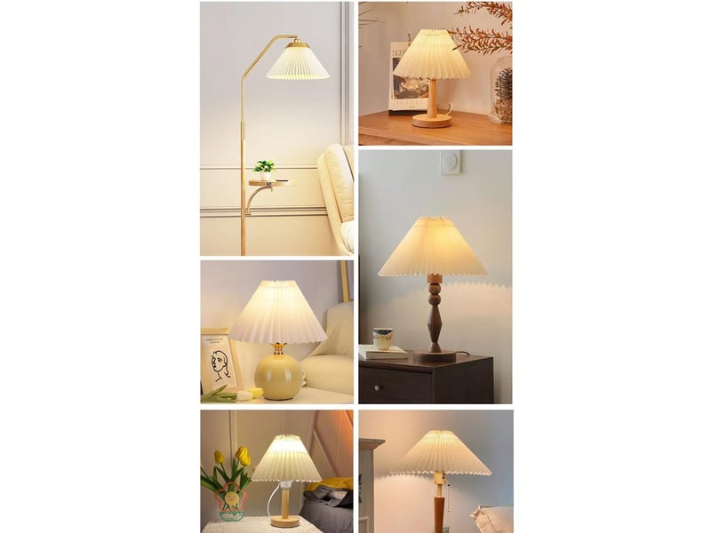 Abat-jour Plissé En Tissu à Motif Grille Rouge - Pour Lampe De Table E27 - Design Moderne Et Pliable - Décoration Intérieure Douce