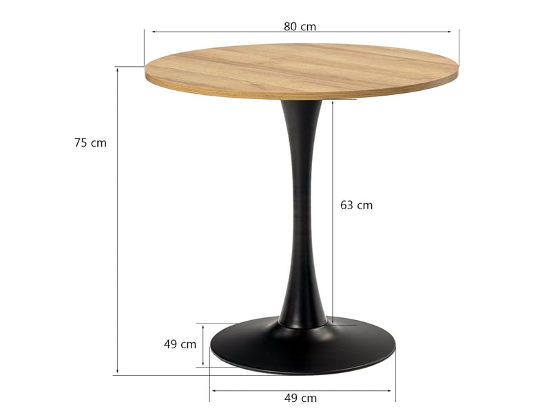 Table Salle à Manger Ronde 120 Cm MSFE - Style Rétro Pieds Métal Noyer