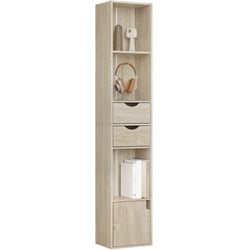 Bibliothèque Étagère SOFIA En Forme De S - 189 Cm De Haut, 6 étagères, Bois Hêtre