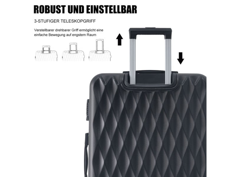 Lot De 4 Valises Rigides Easy Roll Trolley - Noir - Parfait Pour Voyage