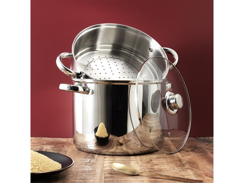 Couscoussière HARRYS'SON 2.2L Inox - Induction Compatible - Couvercle Verre Avec Soupape - Pour 1-2 Personnes