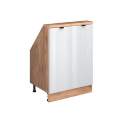 Akord – Commode blanche 101 cm – 2 portes, 3 tiroirs, 4 étagères – Panneau stratifié – Finition mate – Dimensions 101x35x76 cm