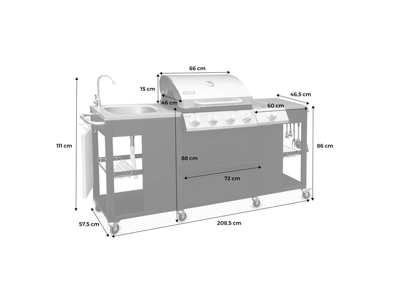 Cuisine Extérieure En Inox Avec 3 Tiroirs – 45 X 46 X 61 Cm – Idéale Pour Barbecue Et Rangement