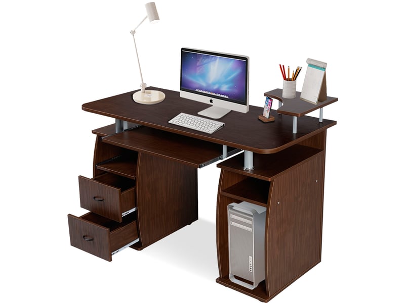 Pupitre Roulant Réglable Pour Ordinateur Portable - Hauteur 104.5 à 128.5 Cm - Plateau Inclinable 30° - Avec étagère Et Roulettes - Noir Ou Blanc