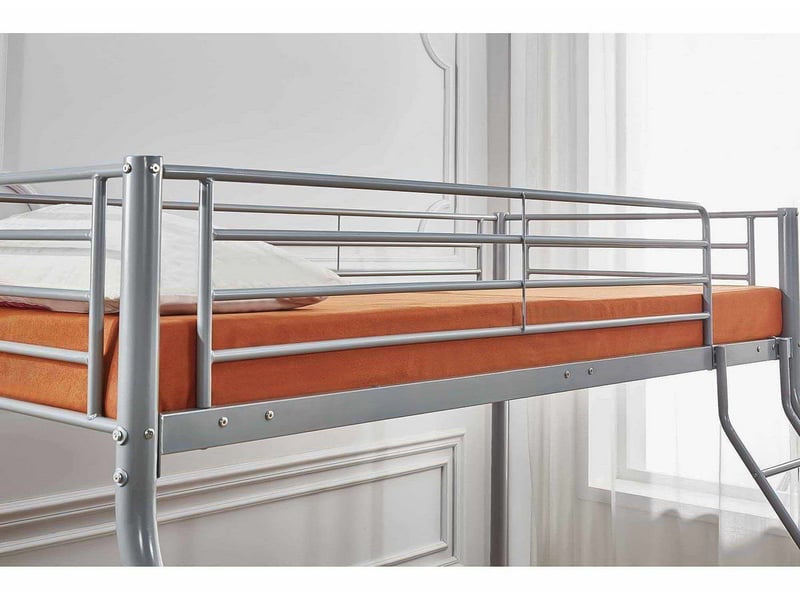 Lit Superposé 3 Places En Métal Trinity Blanc 90x190 + 140x190 Cm - Structure Robuste Et Design Moderne