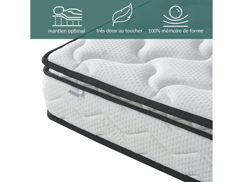 CASABEL Surmatelas 140x200 Cm Mémoire De Forme 13 Zones Avec Housse Amovible Et Lavable   Bleu