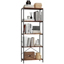 HOMCOM Bibliothèque Étagère S 5 Niveaux - Chêne Blanc Contemporain 60x24x185cm