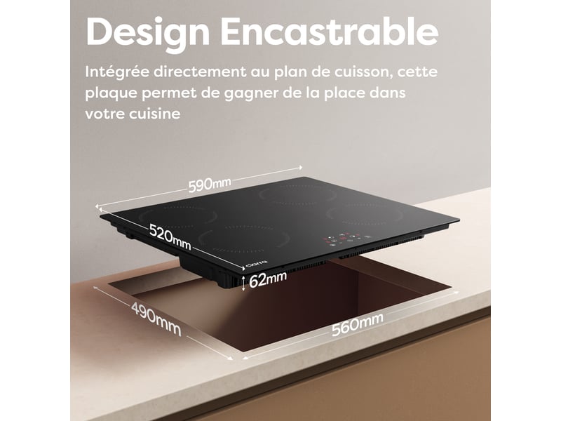 Plaque à Induction 4 Feux Cooksir 60cm – 7200W, Commande Tactile, Fonction Boost - 8