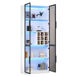 Vitrine Armoire Savona 100 Cm - Meuble LED Avec 2 Étagères En Verre - Wotan - Pour Salon, Chambre Ou Cuisine
