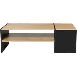 Table Basse Bar IZIA Noire Avec Coffre - Rangement Plateau Bois 110x60cm