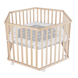 Parc Bébé En Bois 100x100 Cm Avec Matelas - Hauteur Réglable, Testé TÜV, Bois De Hêtre Gris - Sämann