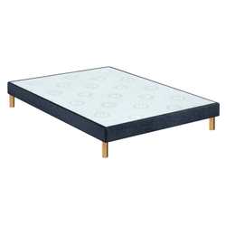 Sommier Maison Aubertin 180x200 Cm - Bois Massif, Tissu Gris - Latte Ergonomique