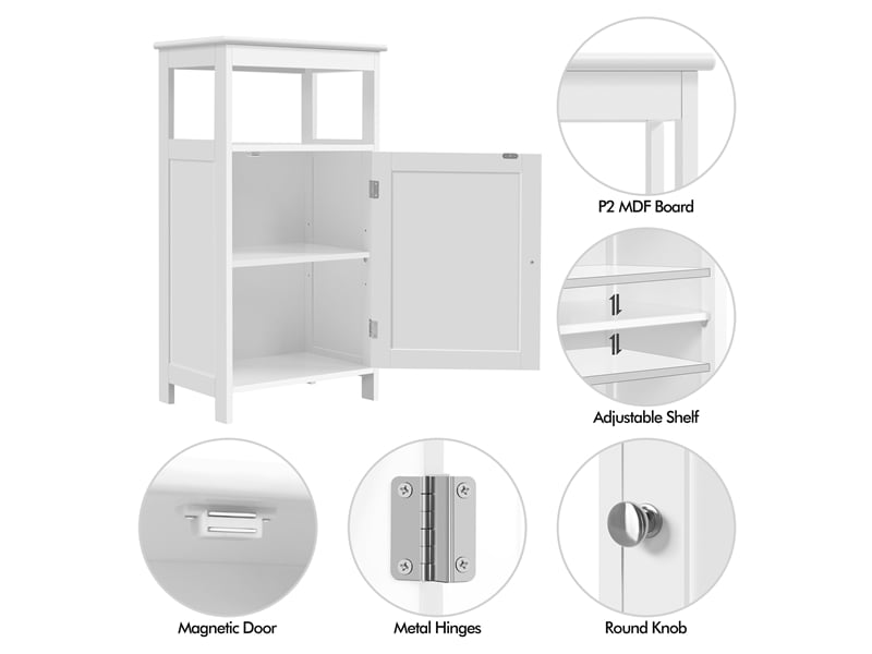 Meuble Salle De Bain LIFEZEAL 75x30x80cm - Armoire Rangement Avec Tiroir, Etagère Réglable - Gris