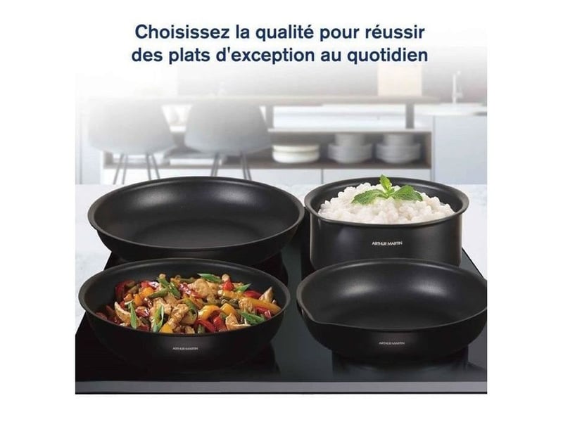 Batterie De Cuisine Arthur Martin 20 Pièces - Inox - Compatible Induction - Tout Feux
