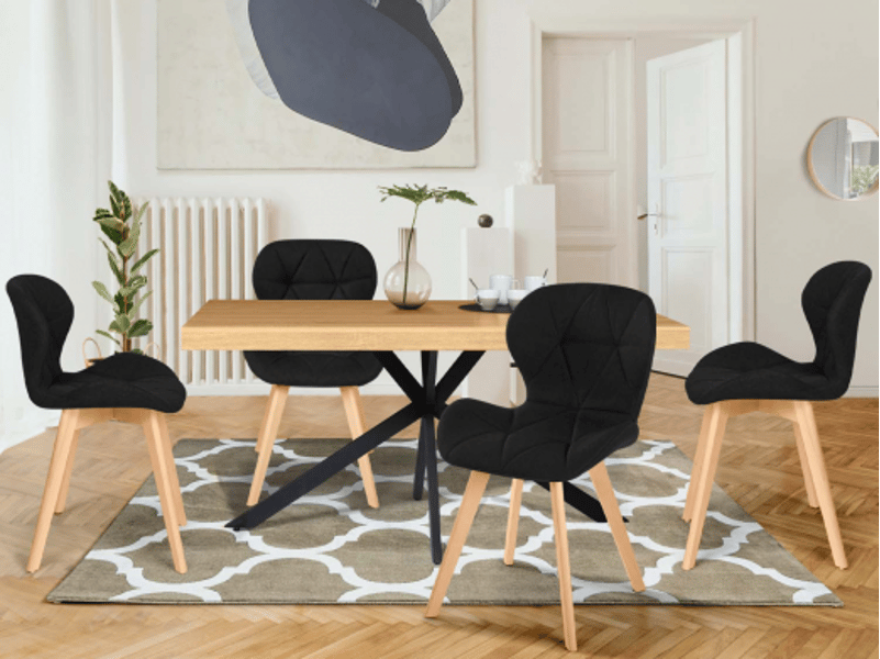 Lot De 4 Chaises De Salle à Manger Modernes HOMCOM - Dossier Haut Rembourré, Pieds Métal - Noir - Capacité 120 Kg