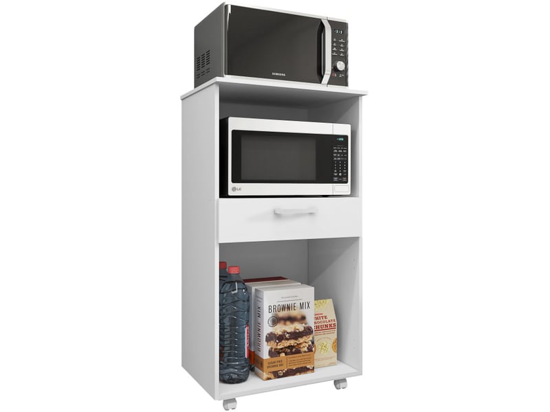 Support Extensible Pour Micro-ondes 2 étages - Acier, Réglable 40-64 Cm - Charge 25 Kg - Noir